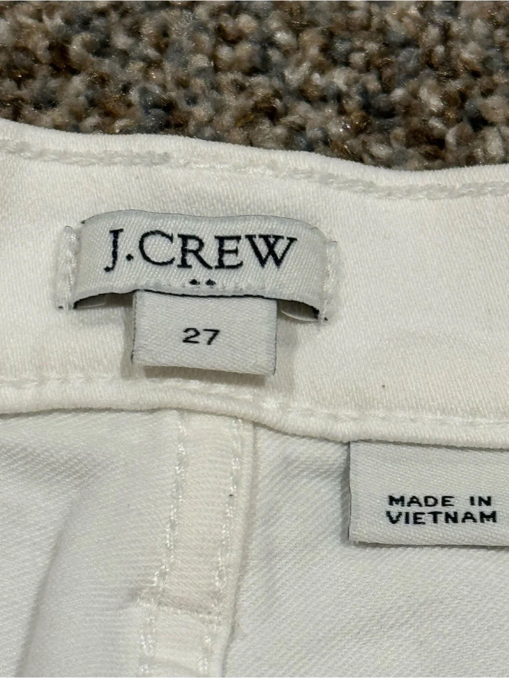 J.Crew Classic Jean off White Women's Stretch Denim Cutoff Rolled Shorts size 27